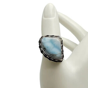 Sterling Silver Blue Larimar Gemstone Ring Size 8.5 Vintage